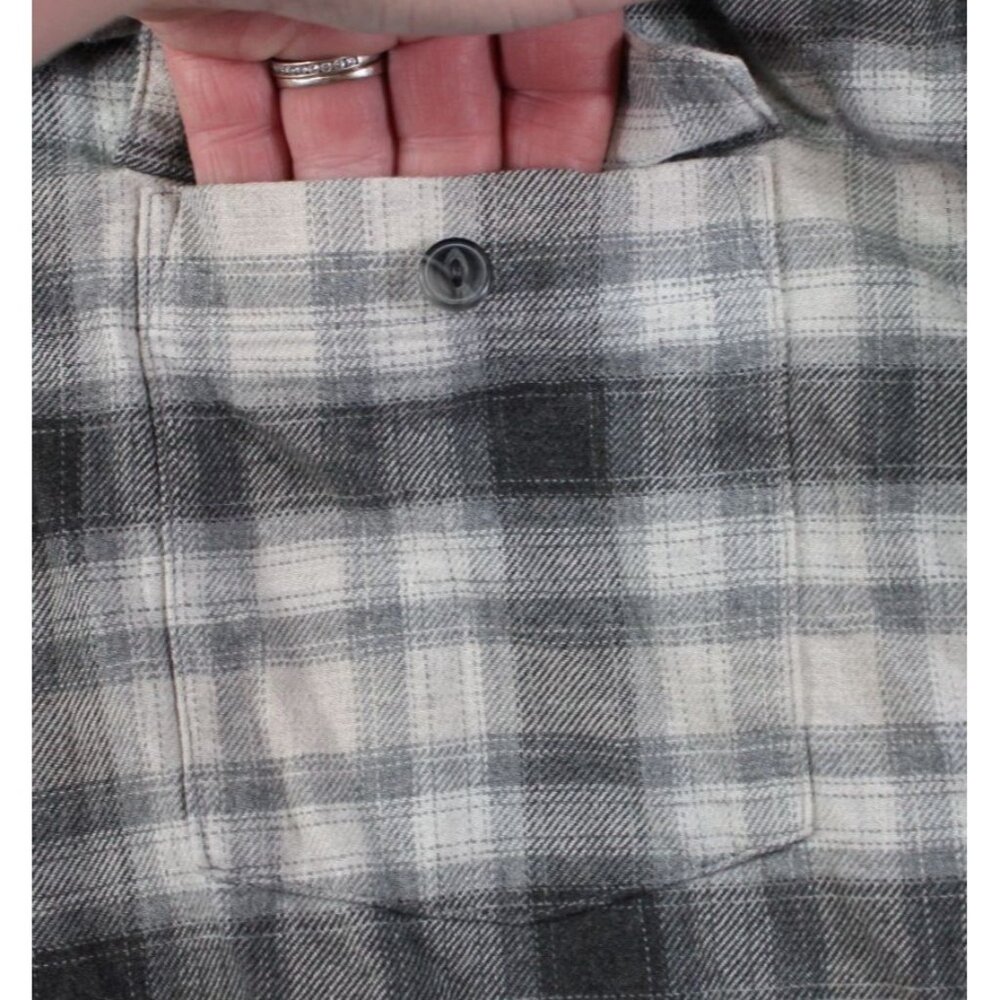 Patagonia Mens Organic Cotton Plaid Button-Up Shirt XXL Black & White - Picture 6 of 9